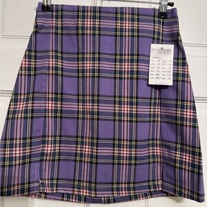 Brandy Melville Purple Plaid Mini Skirt
